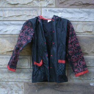 Girls Red & Black Skull & Bones Raincoat Size M-L